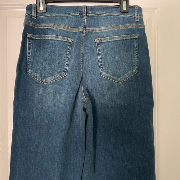 LYSSE Noah Hi Waist Crop Wide Fringe Denim Jeans size M - Picture 6 of 11